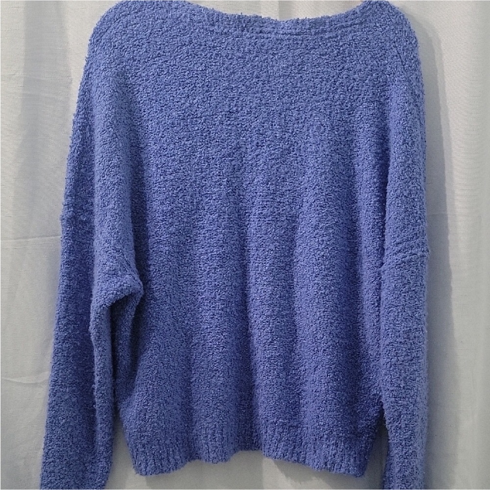 Free people Women's Cozy Blue V-Neck Sweater Size L - Picture 4 of 11